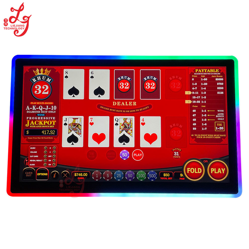 RHUM 32 Play Multi Hands Wins Progressive Jackpot PatTable Video slot Game Poker Game Board For Sale